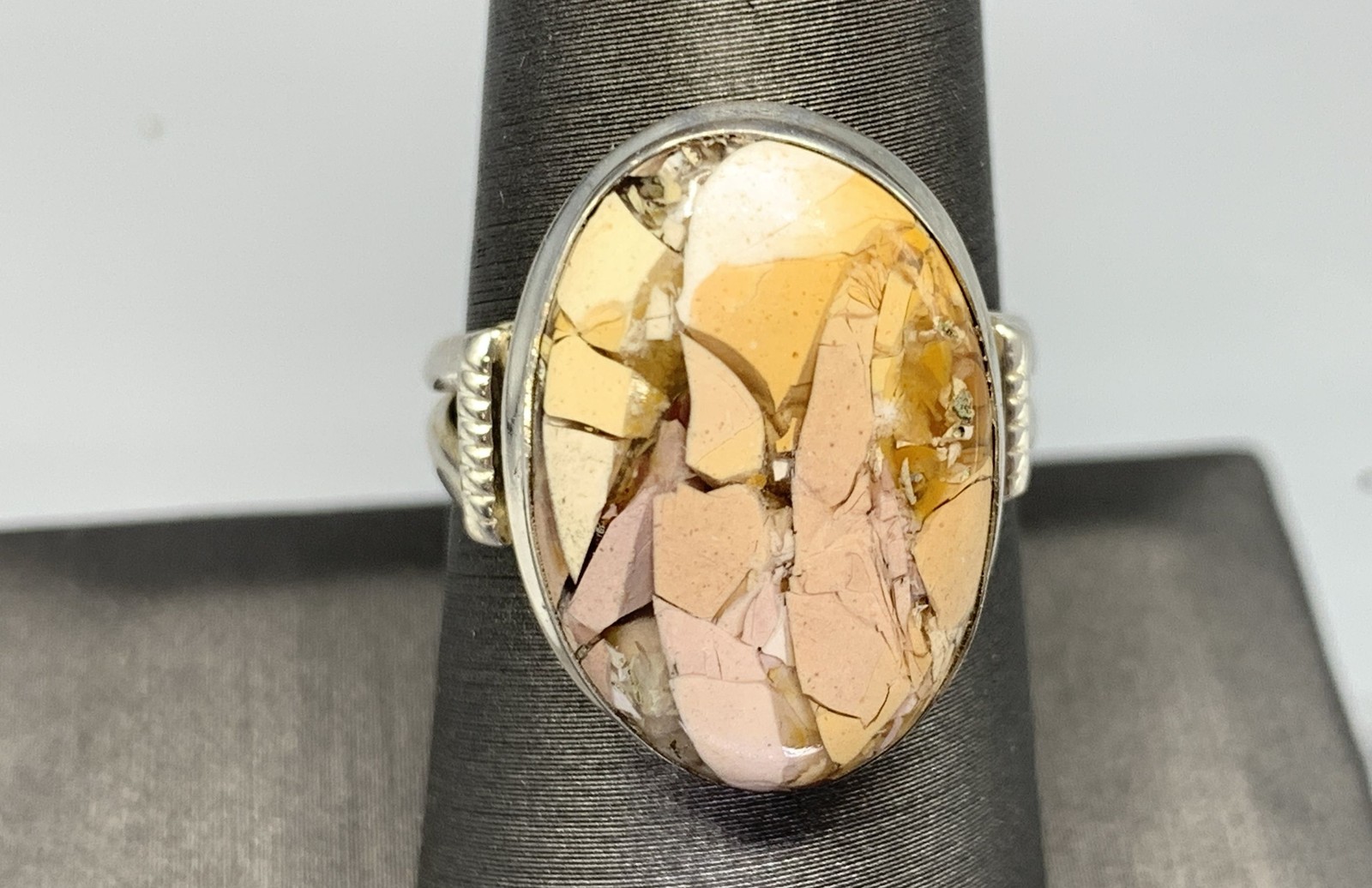 Sterling Silver, Resin/Stone Composite Cabochon Ring-Sz. 7.25