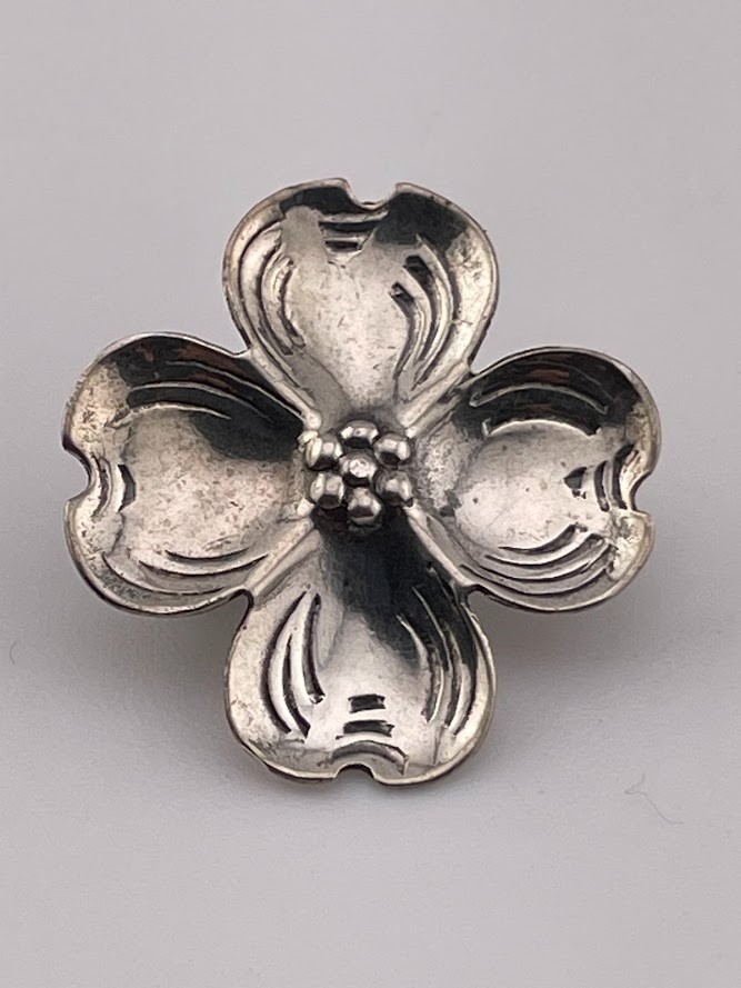 VINTAGE 925 STERLING SILVER DOGWOOD FLOWER LAPEL PIN 3.4″ HOPE PURITY 1162