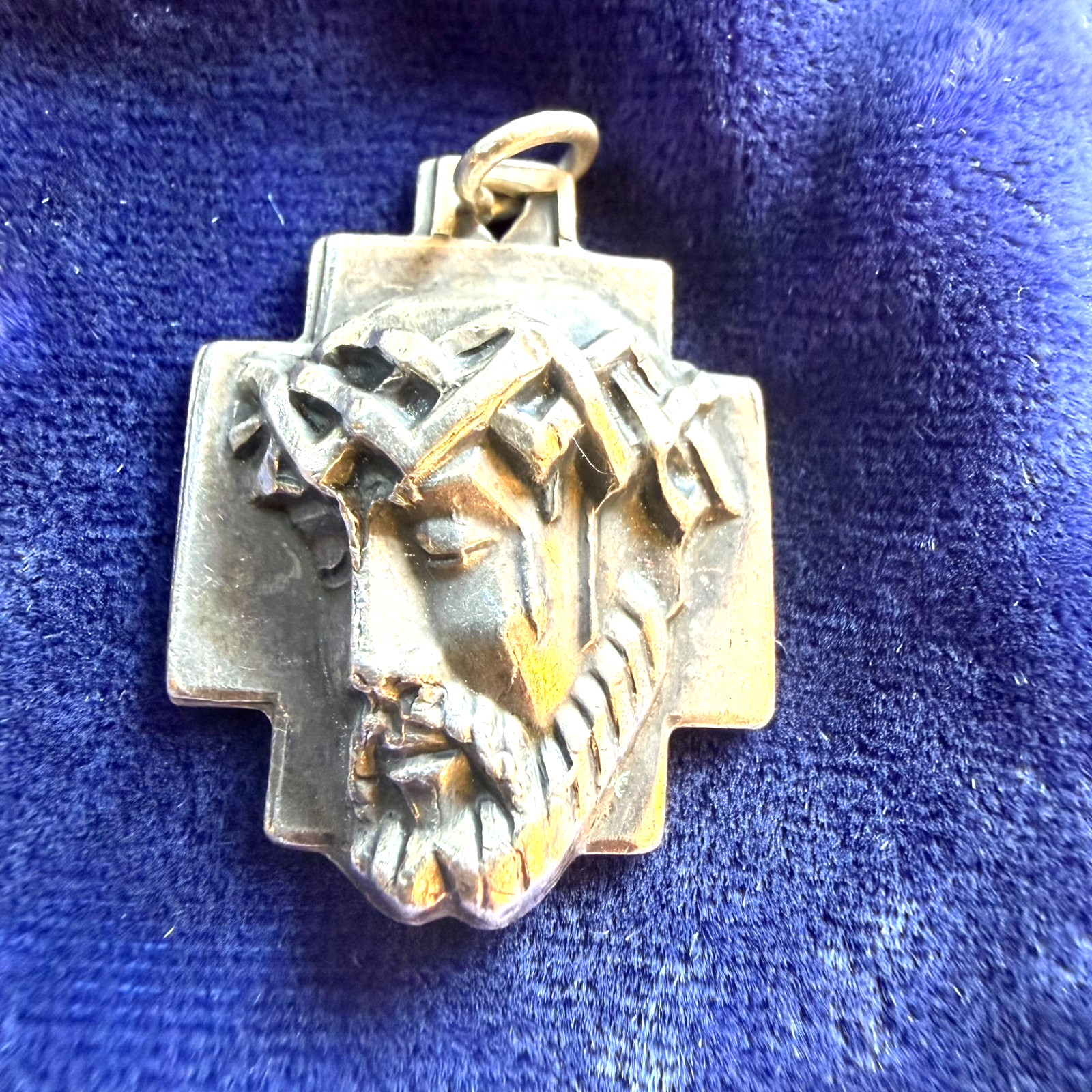 CREED SOLID Sterling Silver Jesus Crown of Thorns Medal Pendant 28mm 15.6g