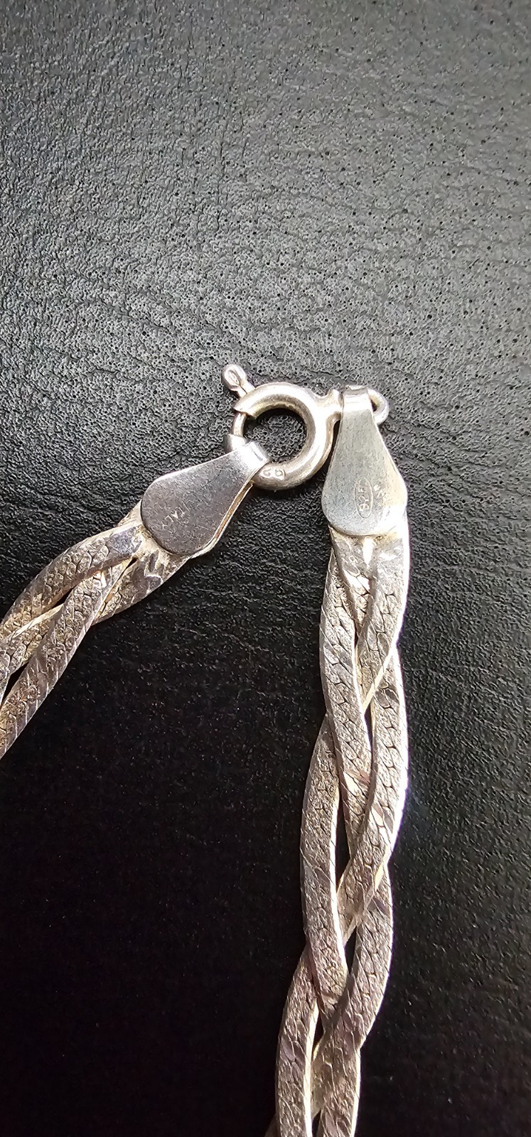 Vintage 925 Sterling Silver Multi Strand Braided Flat Chain Necklace Italy