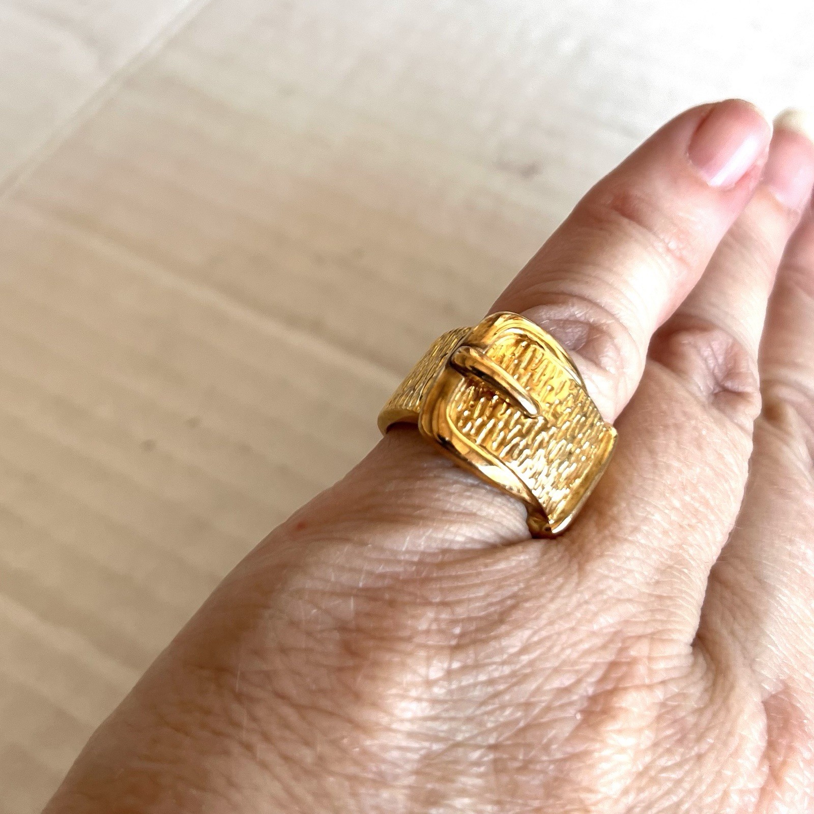 Ross Simon gold plates sterling silver belt buckle ring. Unisex
