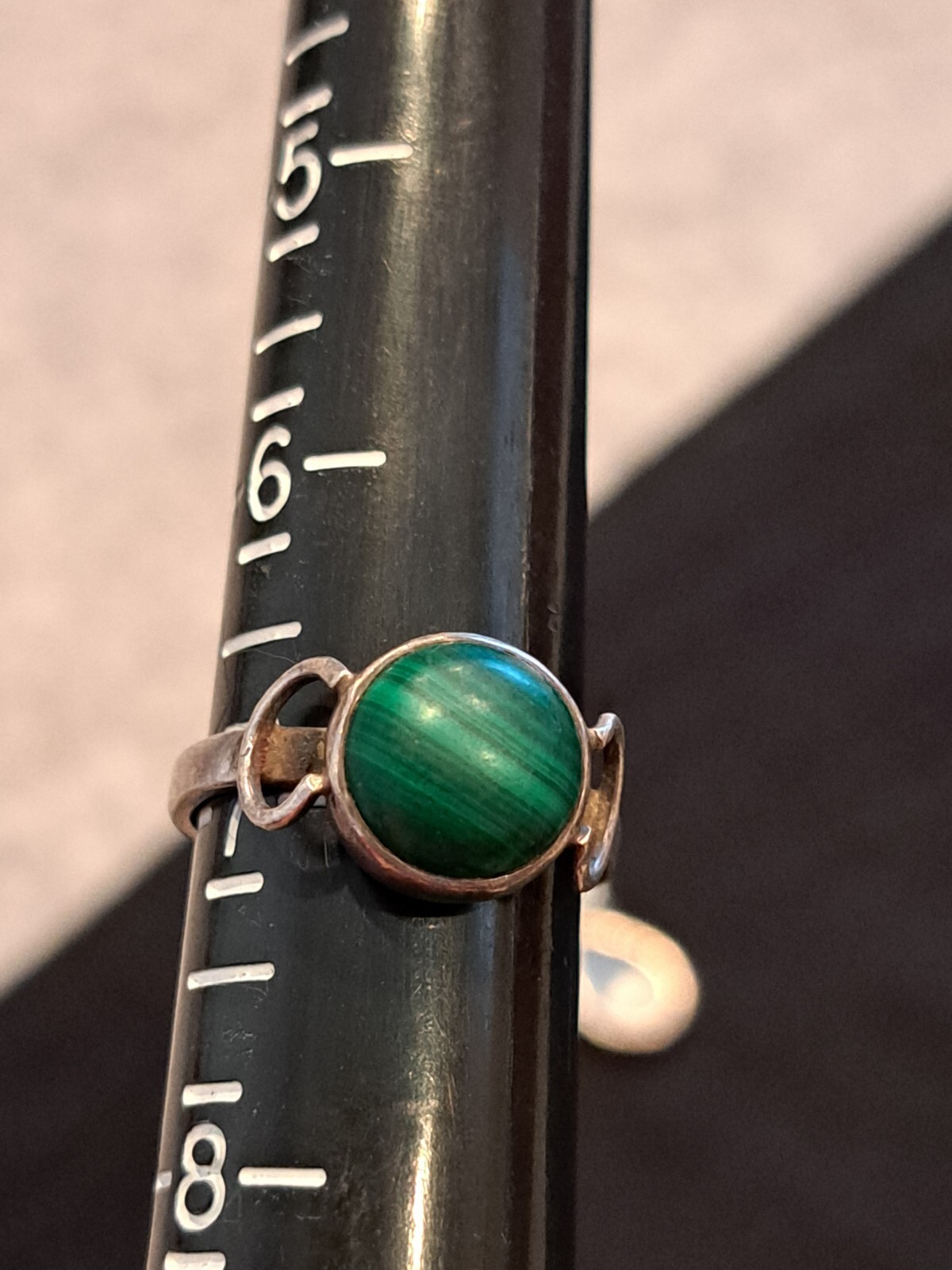 925 Silver Ring. Size 7. Malachite? Handmade Over 30 Year Ago In USSR