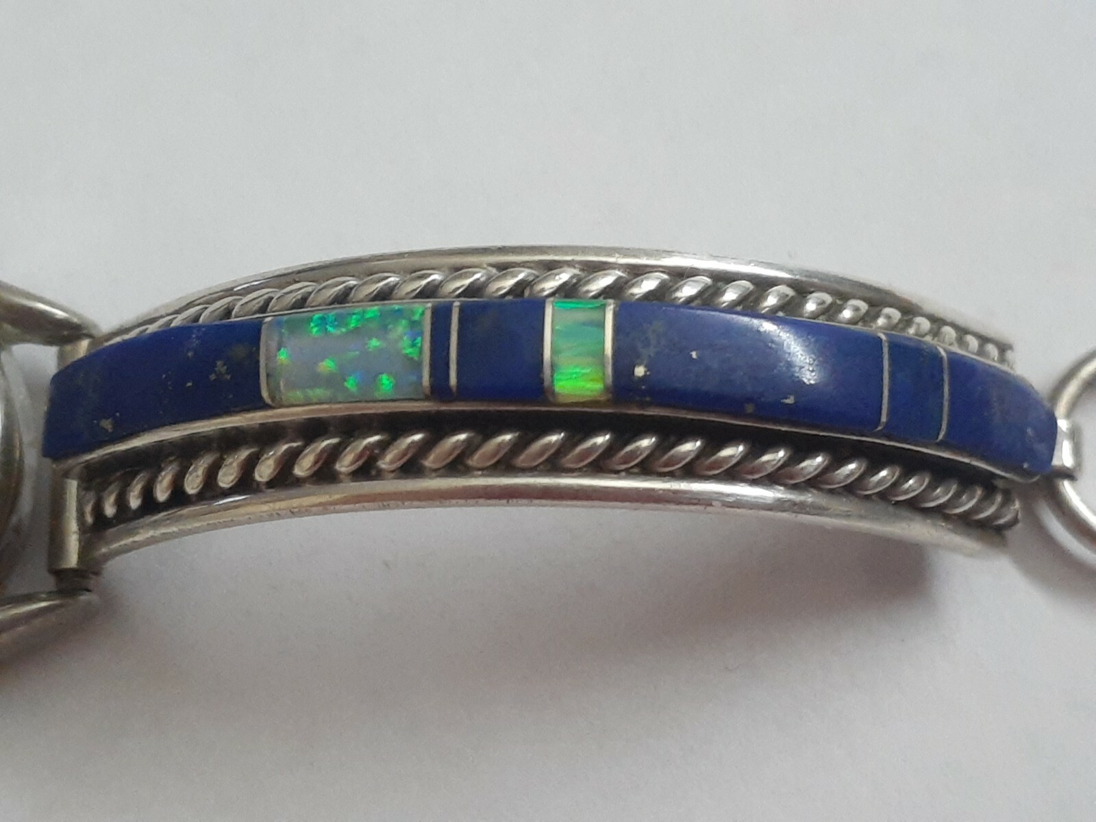 B. Johnson sterling silver 925 Blue Lapis Opal Inlay Watch Cinnabarr