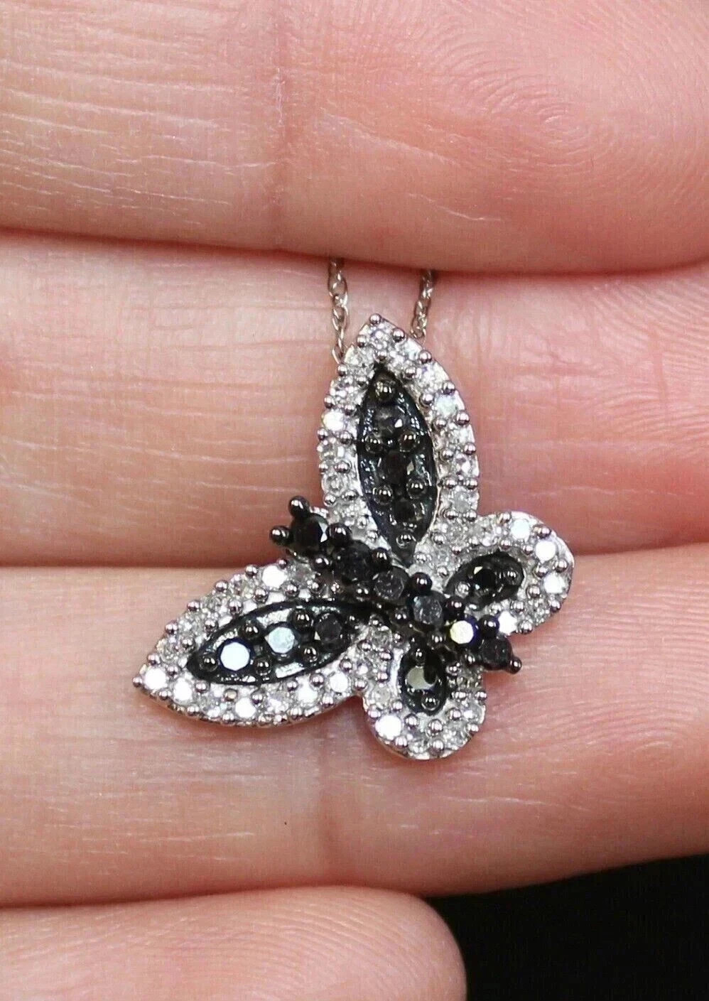2Ct Round Cut Real Moissanite Women’s Butterfly Pendant 14k White Gold Plated