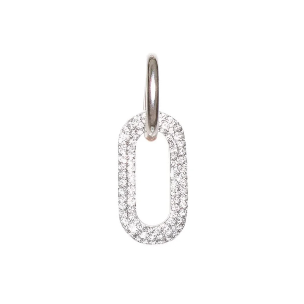 White Gold Diamond Earrings Letter Shape Sterling Silver Pave Dangle Jewelry