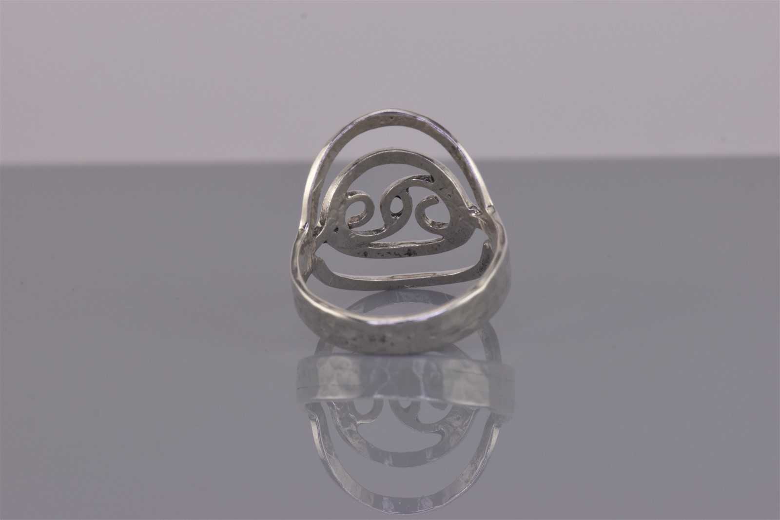 Taxco Sterling Silver 19mm Textured Oval Swirled Openwork Band Ring 925 Sz: 6