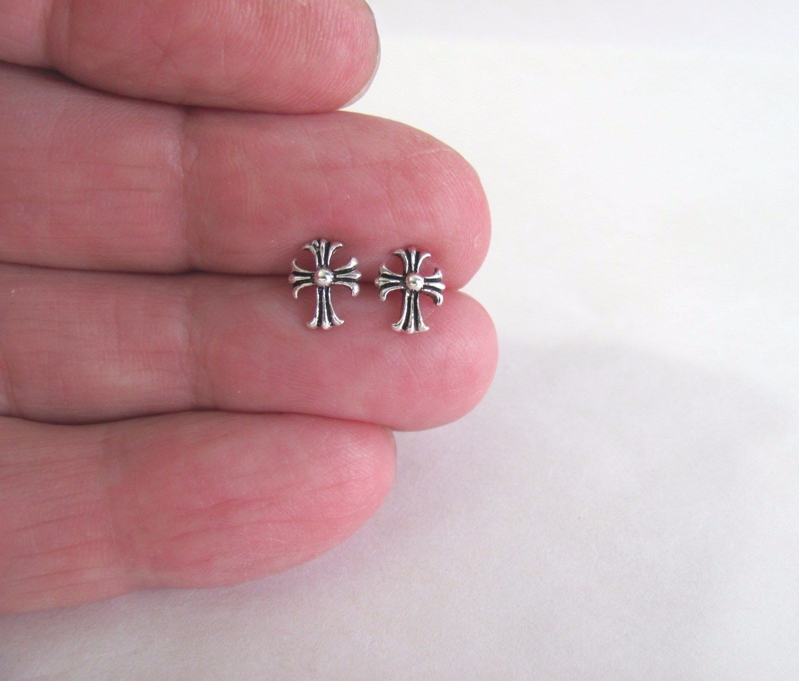 Sterling Silver 8mm Cross post stud earrings