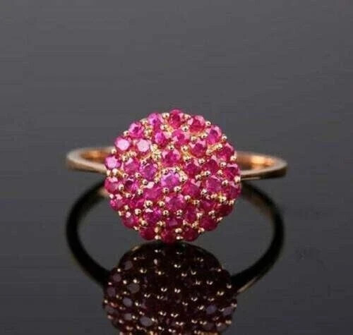 1.50Ct Lab-Created Ruby Women’s Wedding Beautiful Ring In 14K Rose Gold Finish