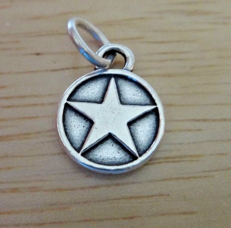 Sterling Silver 10mm US United States Army Star Seal Medal Military Charm
