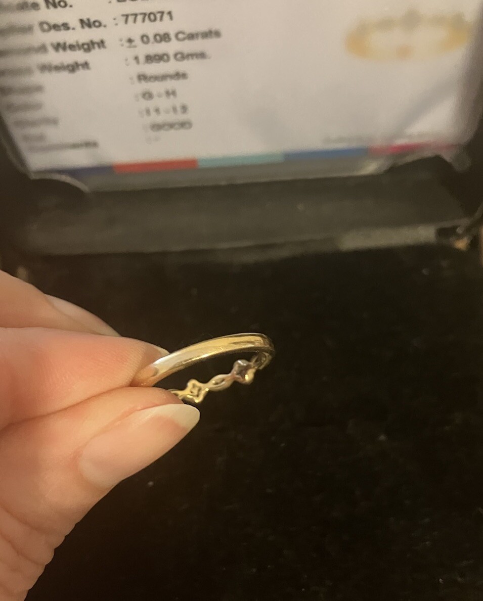14k Yellow Gold Stackable Band w/ Diamonds Ring EGL Certification ~ Size 6