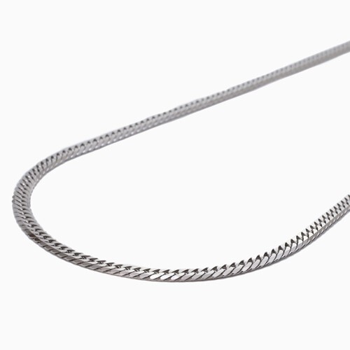 Pt850 Solid Platinum 3.3mm 6-Sided Double Curb Chain Necklace 17.75″ MIJapan