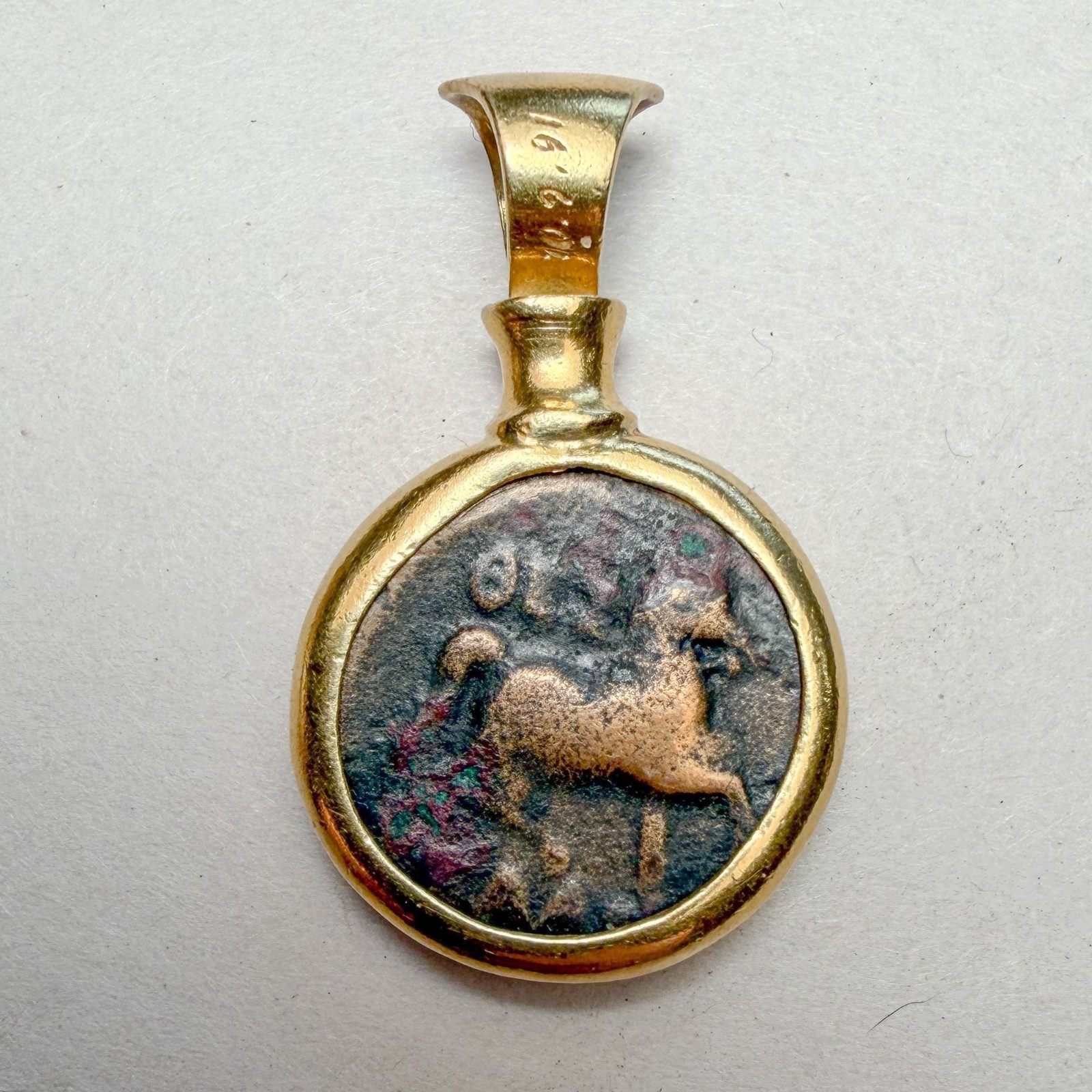 Vtg 18K Gold Ancient Coin Pendant Philip II Macedon 359 BC Alexander the Great