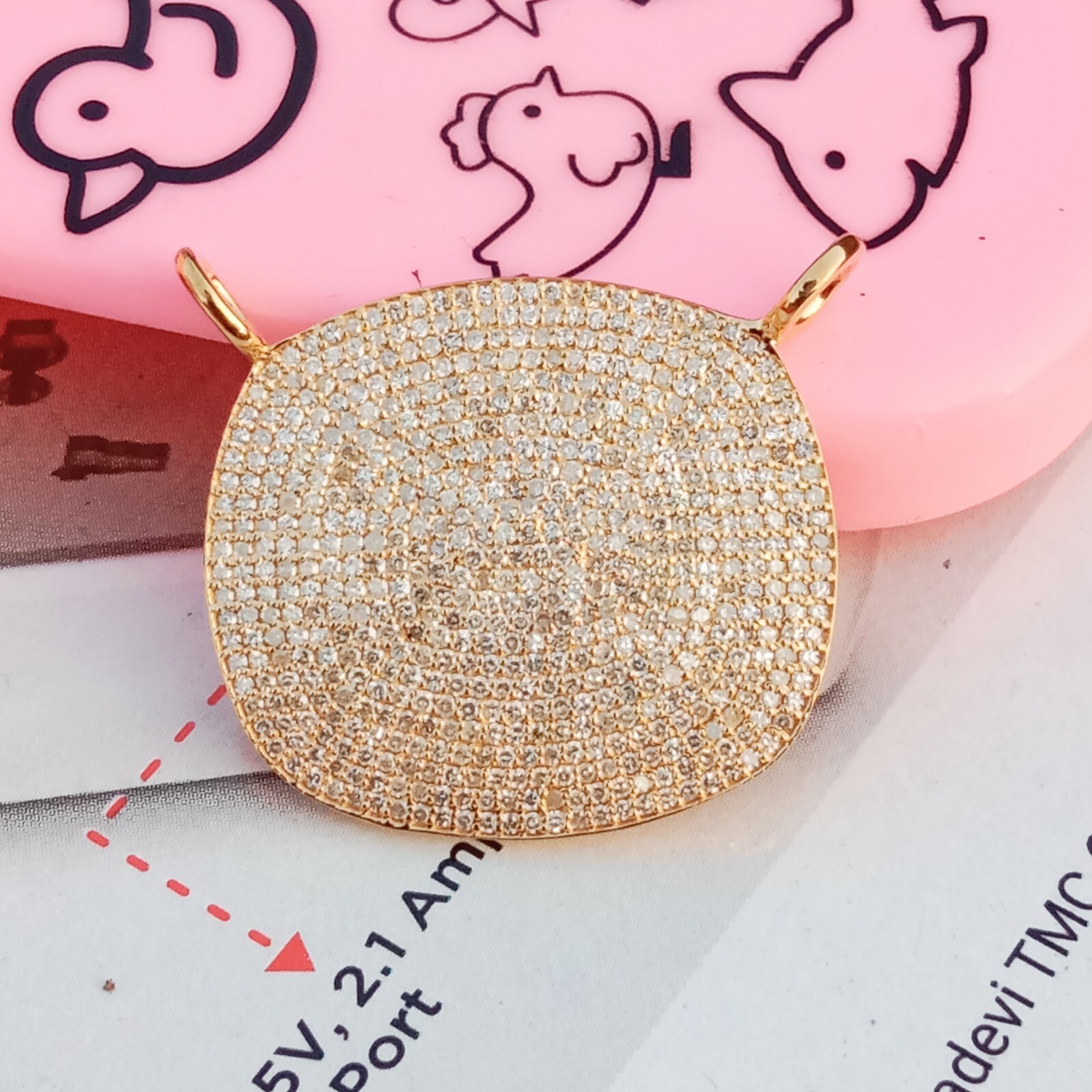 AAA Quality 1 pc Diamond Pave Necklace Connector 925 Sterling Vermeil Jewelry