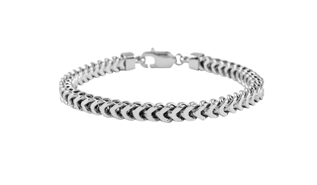 925 Sterling Silver Rhodium Plated 5MM Franco Square Box Chain Bracelet 8″ Inch