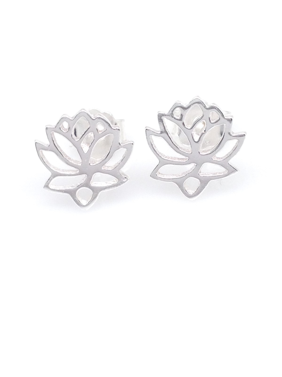 925 Sterling Silver Lotus Flower Stud Earrings Womens Girls 9mm(0.35″)