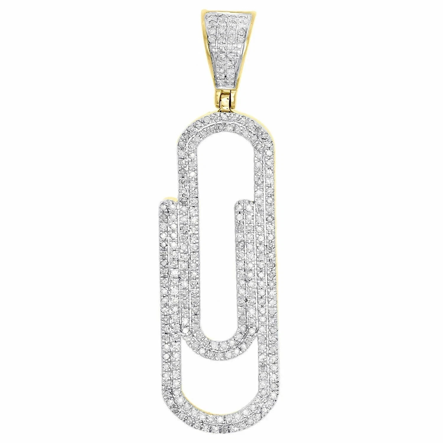 0.90Ct Lab-Created Diamond Round Cut Pin Charm Pendant 14K Yellow Gold Plated