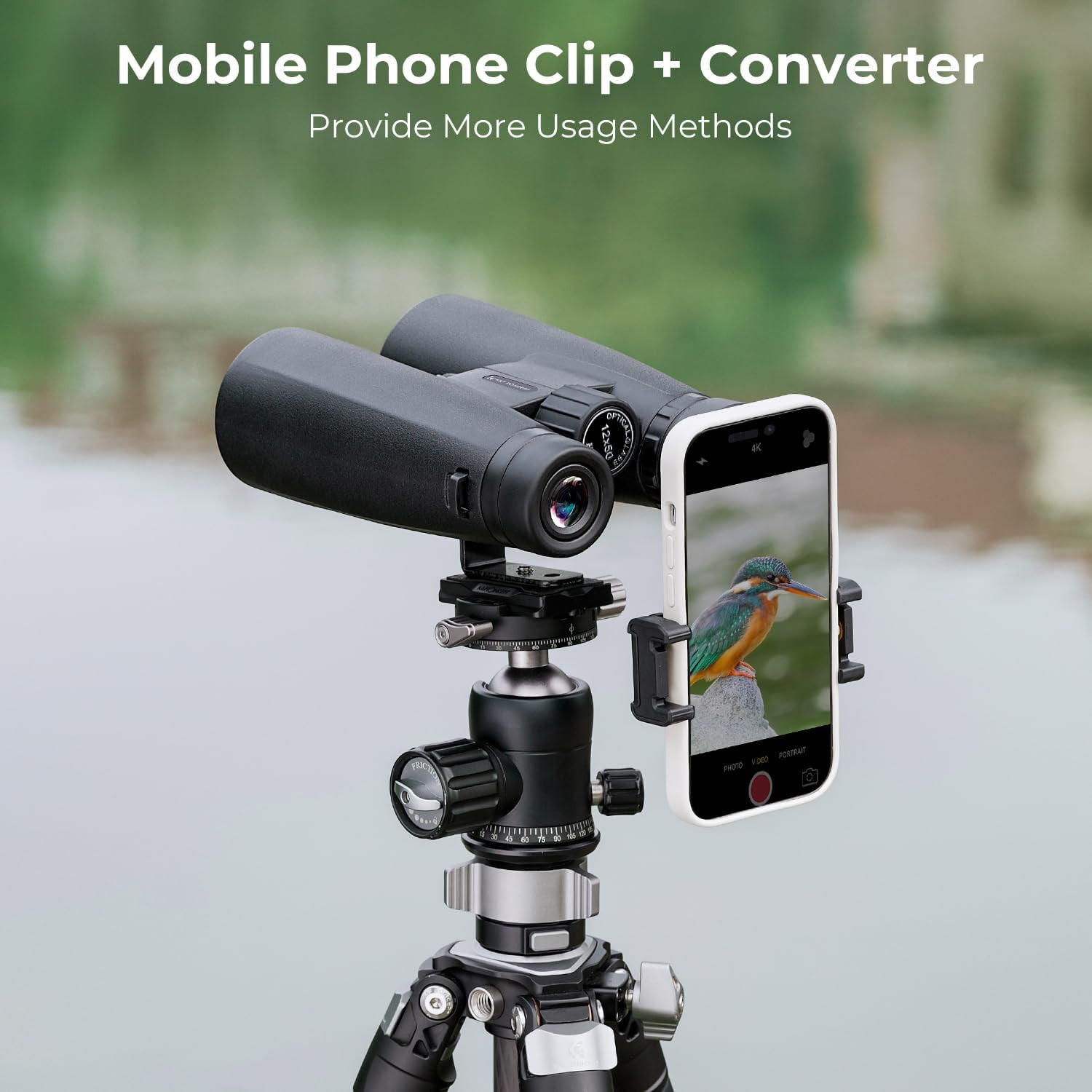 ® 12X50 Binoculars Telescope with Smartphone Adapter, Tripod Adapter, Cleaning C