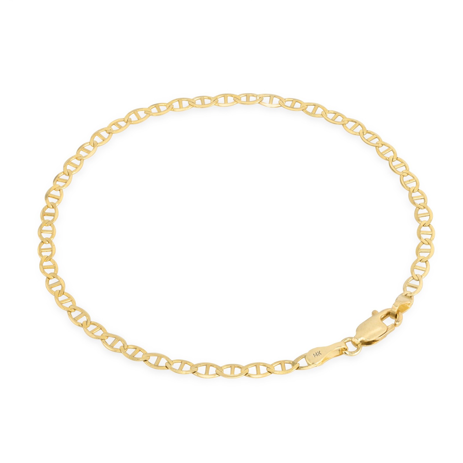 14K Yellow Gold Solid 3mm-7.5mm Mariner Anchor Link Chain Bracelet 7″ 7.5″ 8″ 9″