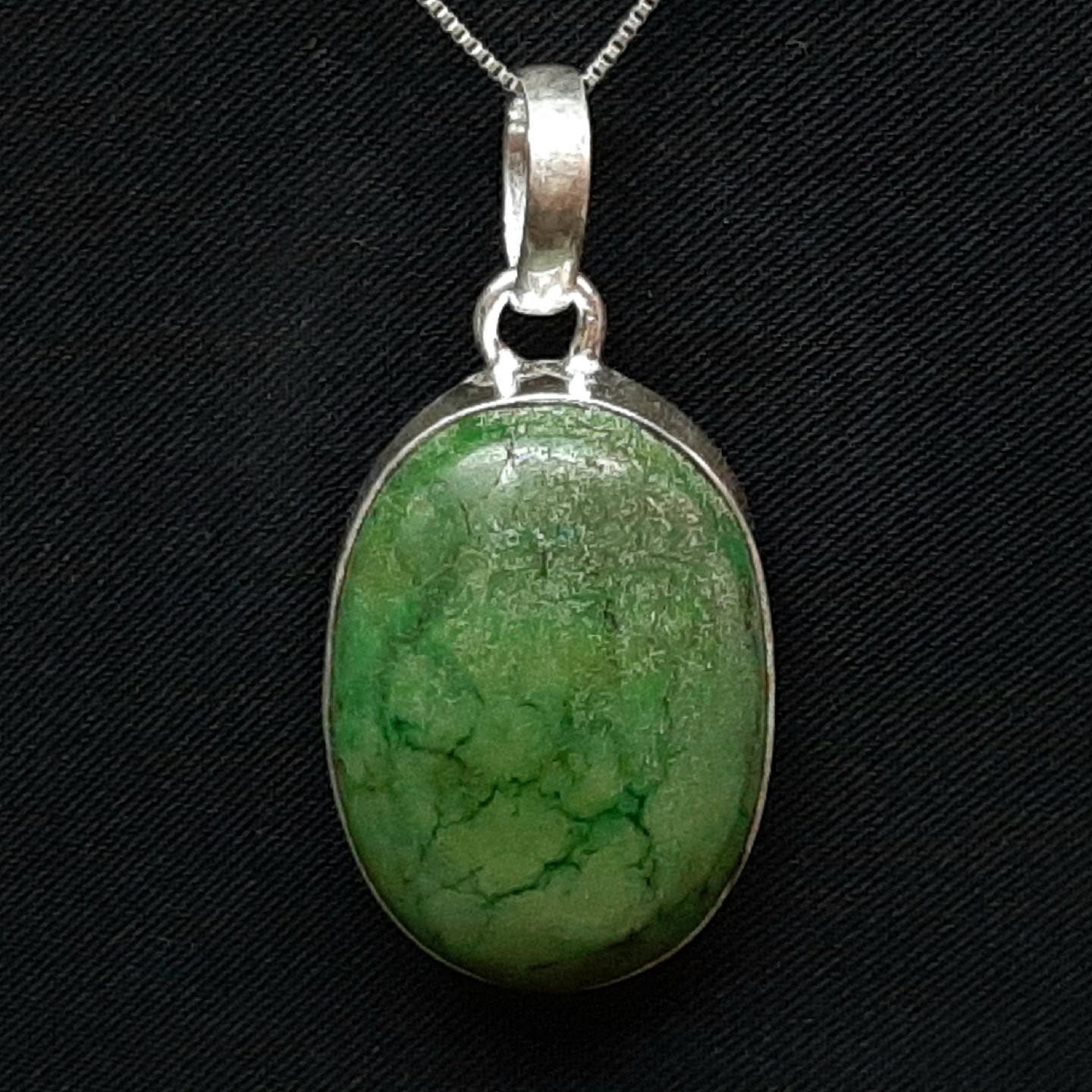 LARGE 11.43ctw Agate Cabochon Silver Pendant 7.4g