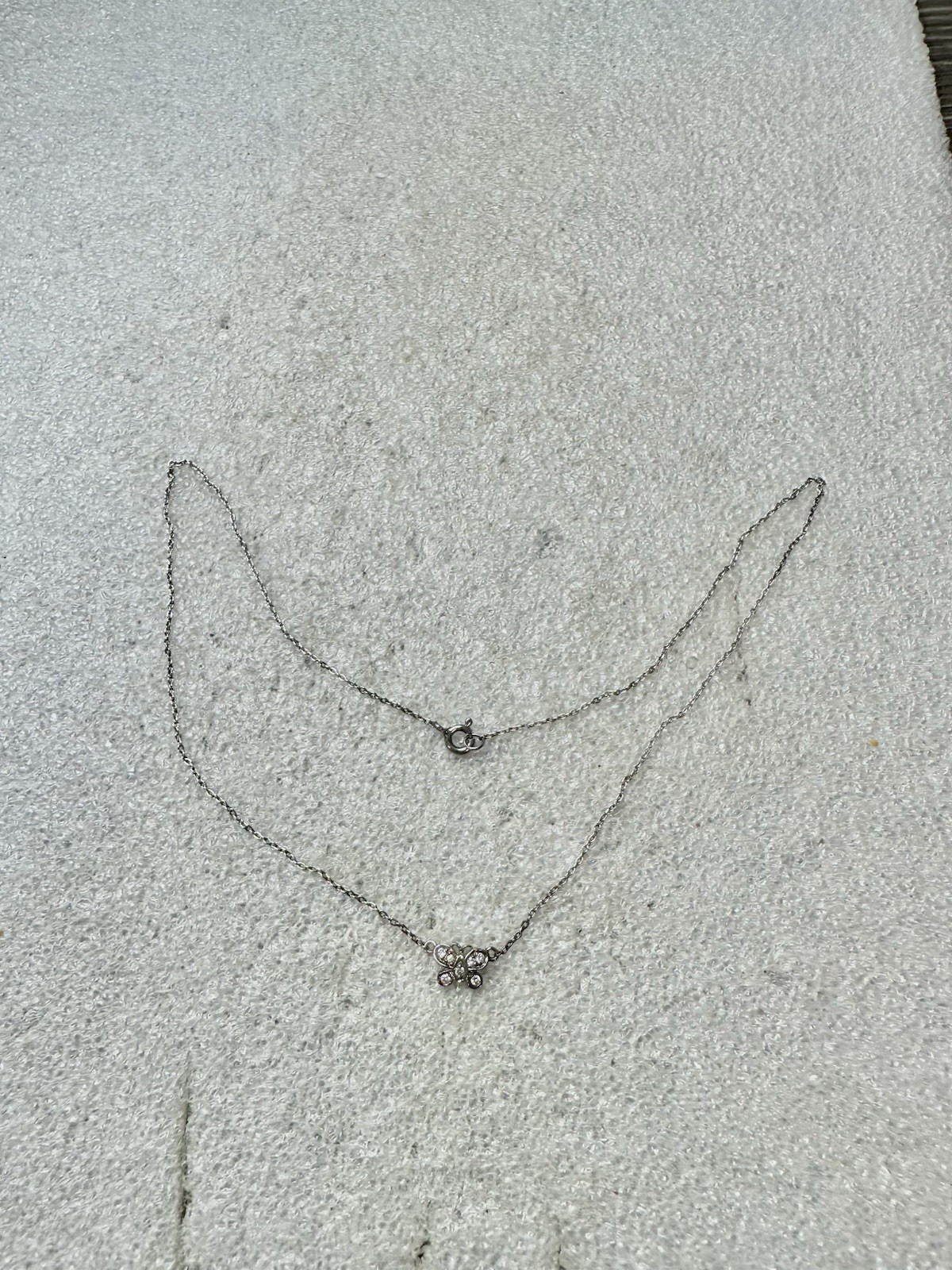 .925 Sterling Silver Fixed Pendant BUTTERFLY 16” Necklace