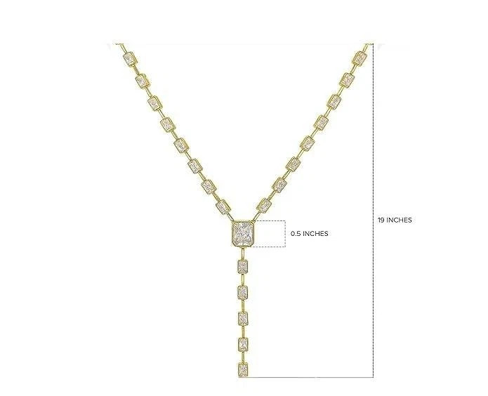 9CT Emerald Cut Lab Created Diamond Women Tennis Necklace 14k Yellow Gold Plated