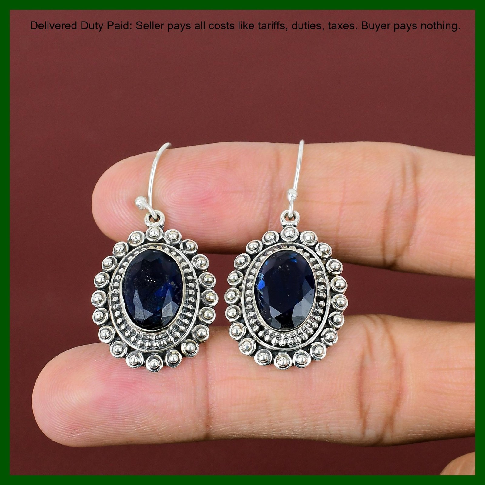 Natural Tanzanite Quartz Dangle Drop Bezel Trendy Hook New Earrings 925 Silver