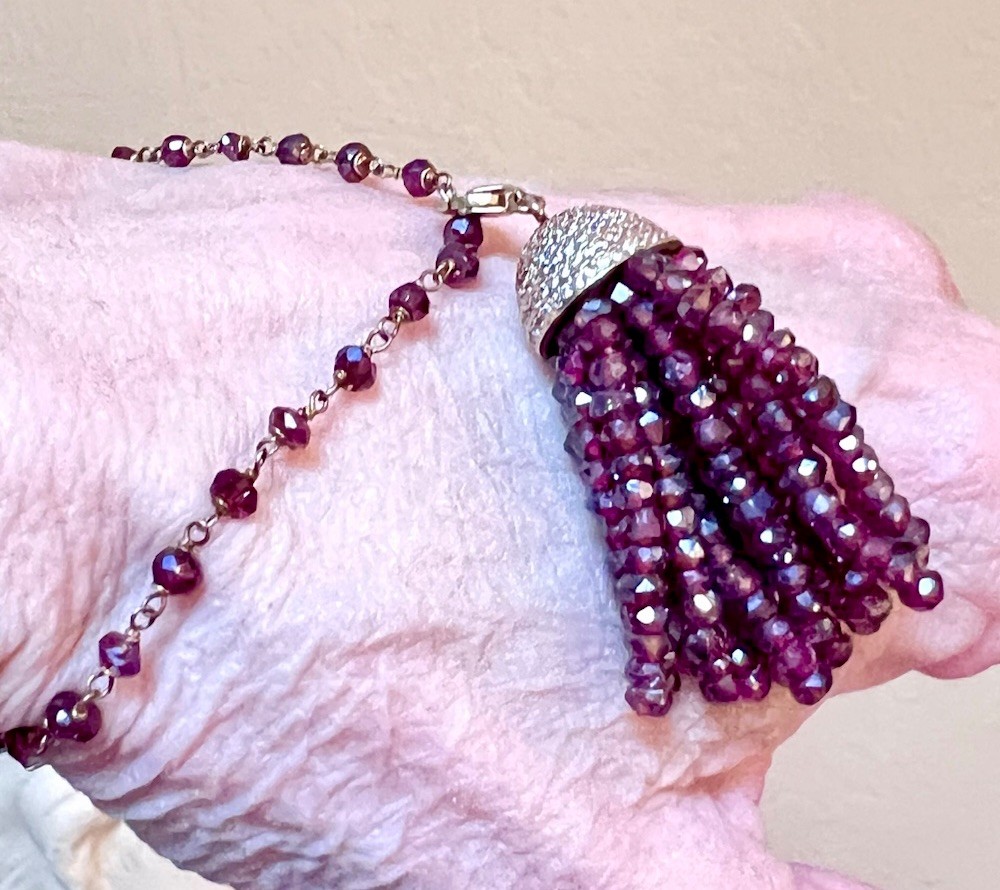 LOVELY Gold Over Sterling Silver Faceted Crystal Pavé Wire Wrap Tassel Bracelet