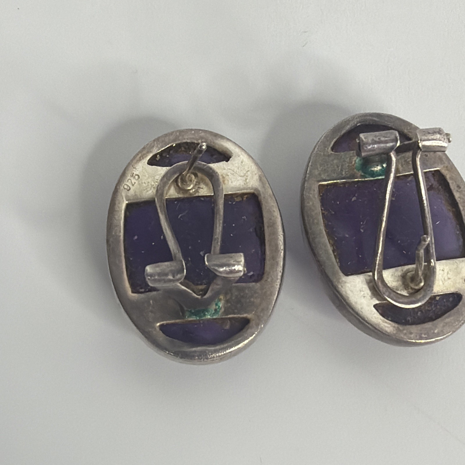 Vintage Sterling Silver 925 Amethyst Stud Jewelry Large Stone Trendy Women’s