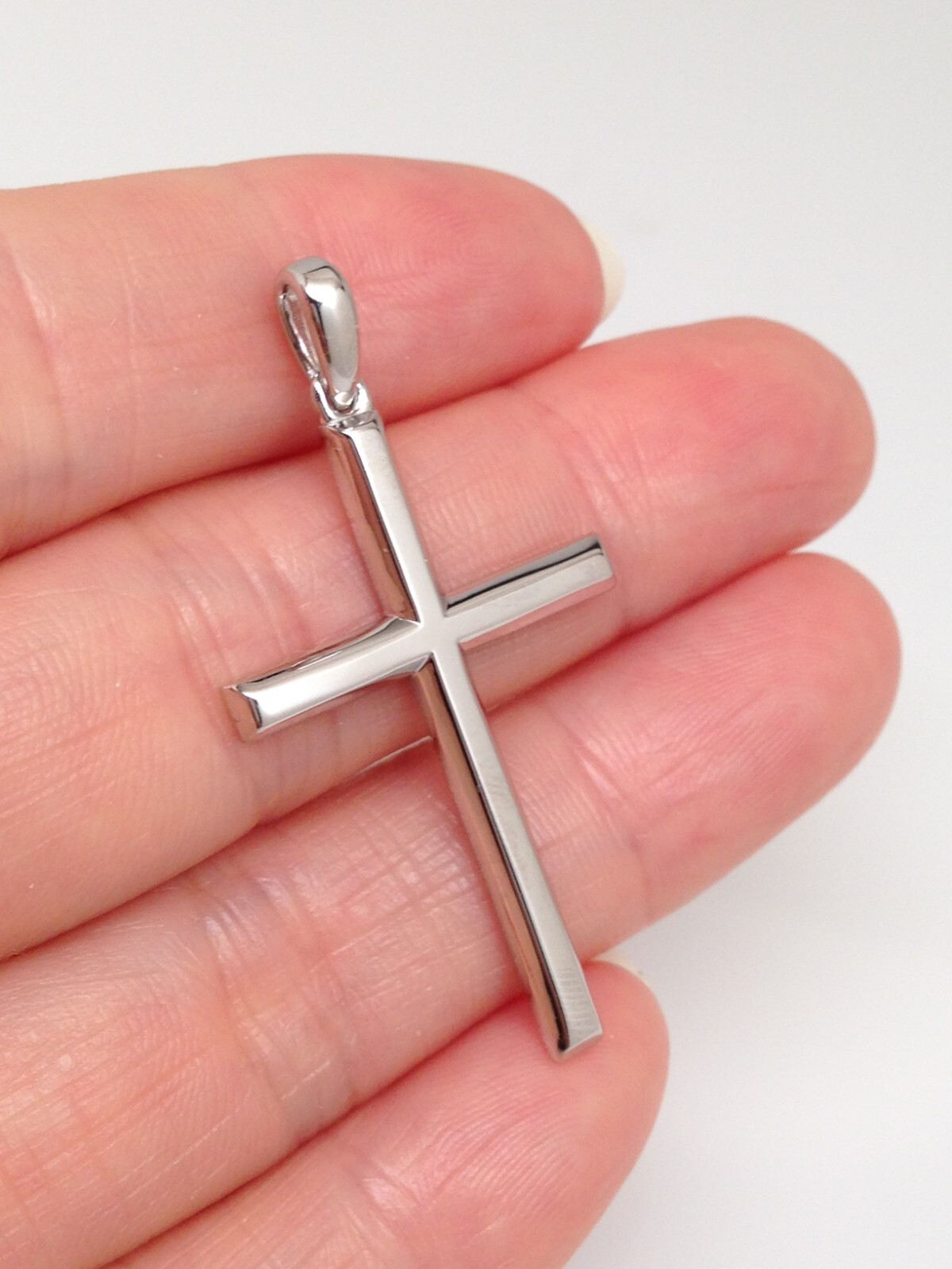 Men 925 Sterling Silver Plain Silver Cross Pendant 33mm(1.30″)/40mm(1.57″)