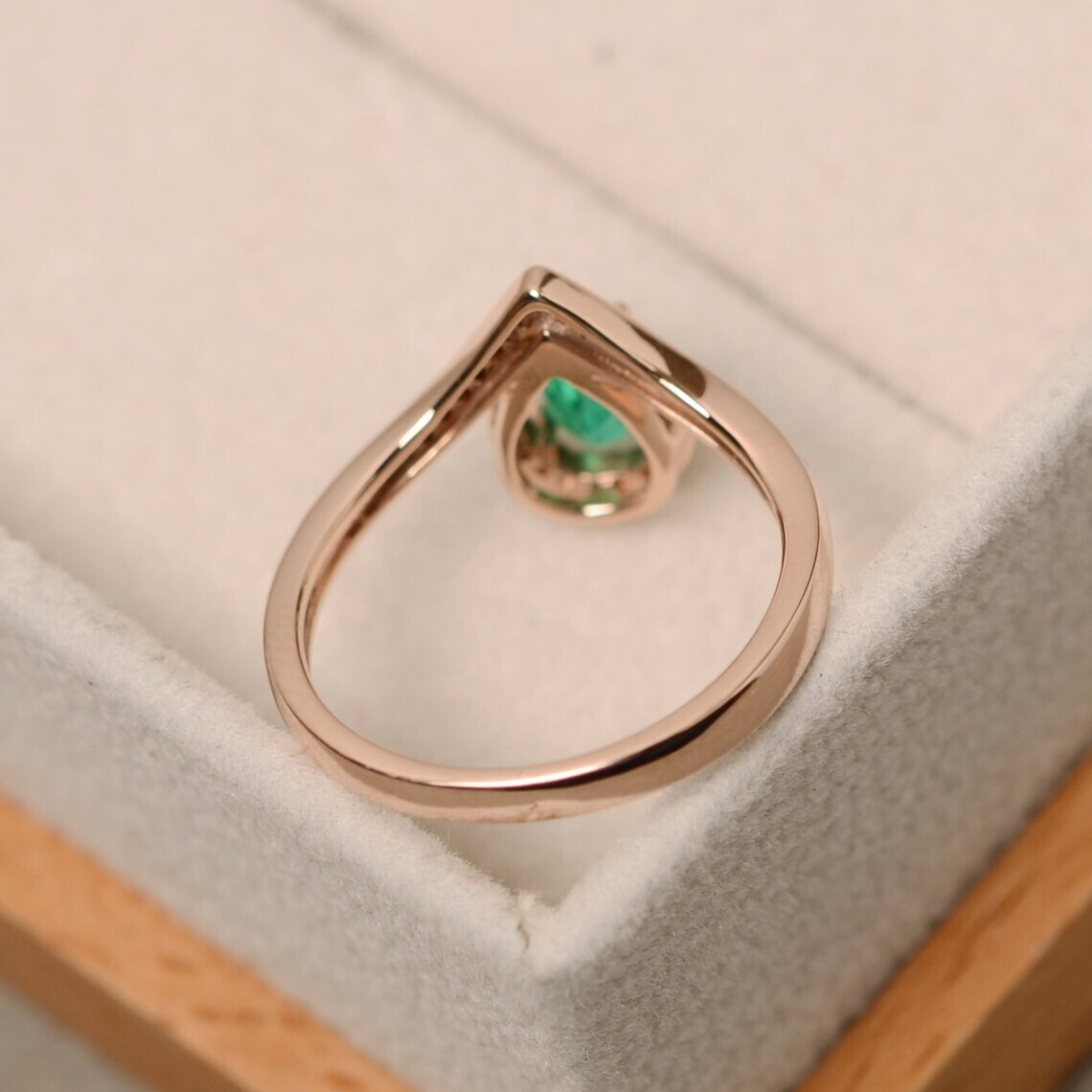 Emerald Sterling Silver Lab Created Gemstone Rose Gold Cocktail Ring Duty Free
