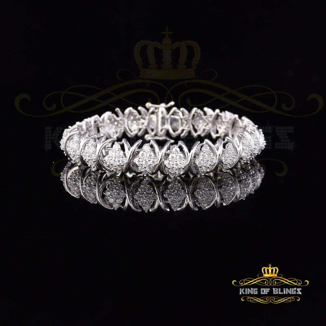 Sterling Silver White Ladies Bracelet 11.0ct Cubic Zirconia Stone -Size 7 Inches