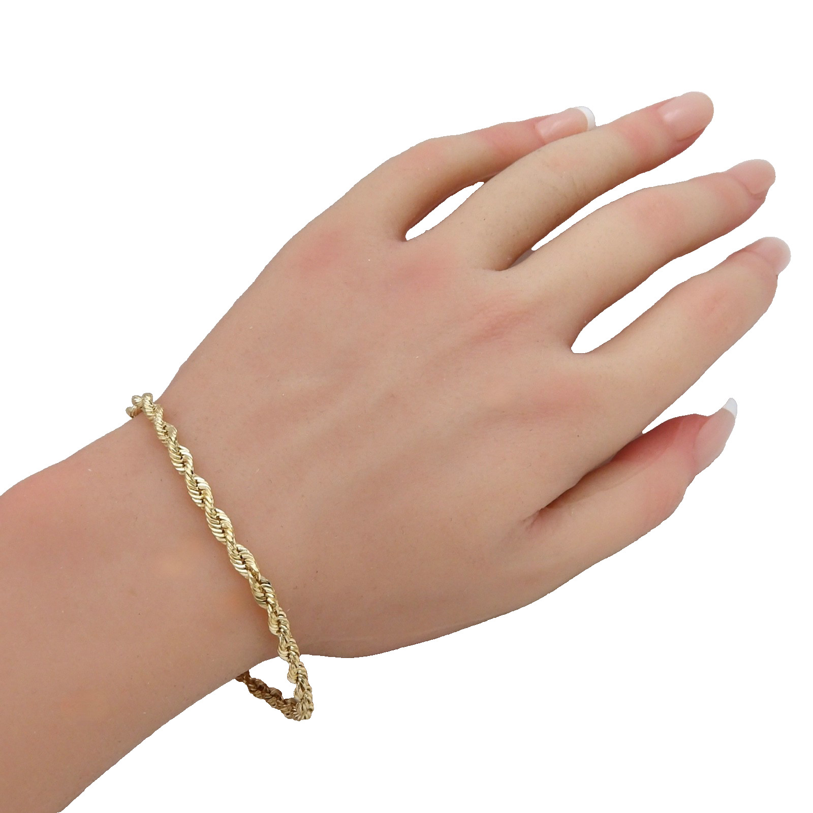 Solid 14k Gold Round Hollow Rope Link Chain Bracelet 8.5in Michael Anthony New