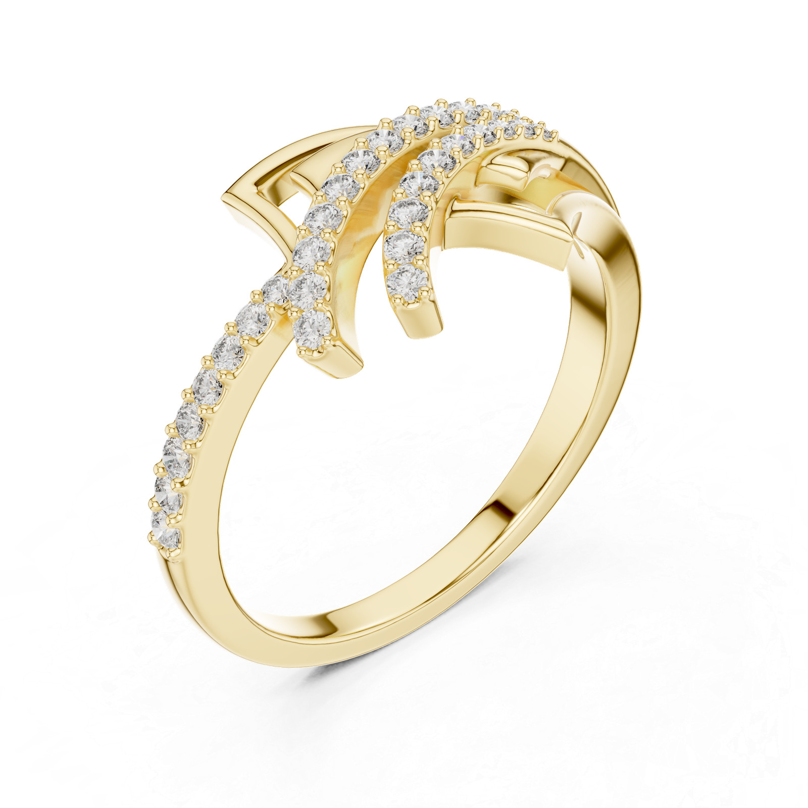 Natural Certified Round 30 Pcs VVS1 Diamond Women Split Shank Ring 14k Gold Over