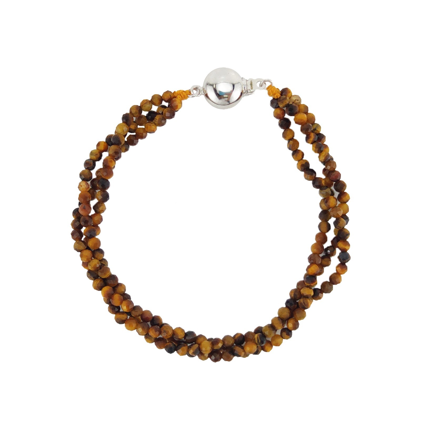 3 Strand Round Tiger’s Eye Beaded Twisted Women Bracelet- 7.25″
