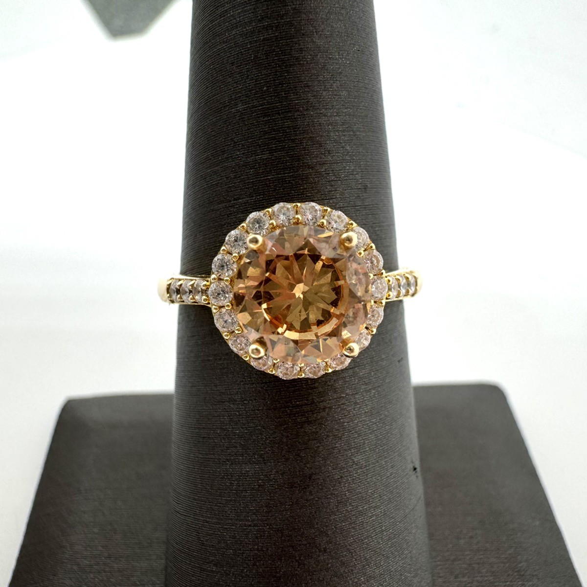 14K Yellow Gold Orange Stone Cluster Ring Sz: 6 – 2.89G! (WMP019396)