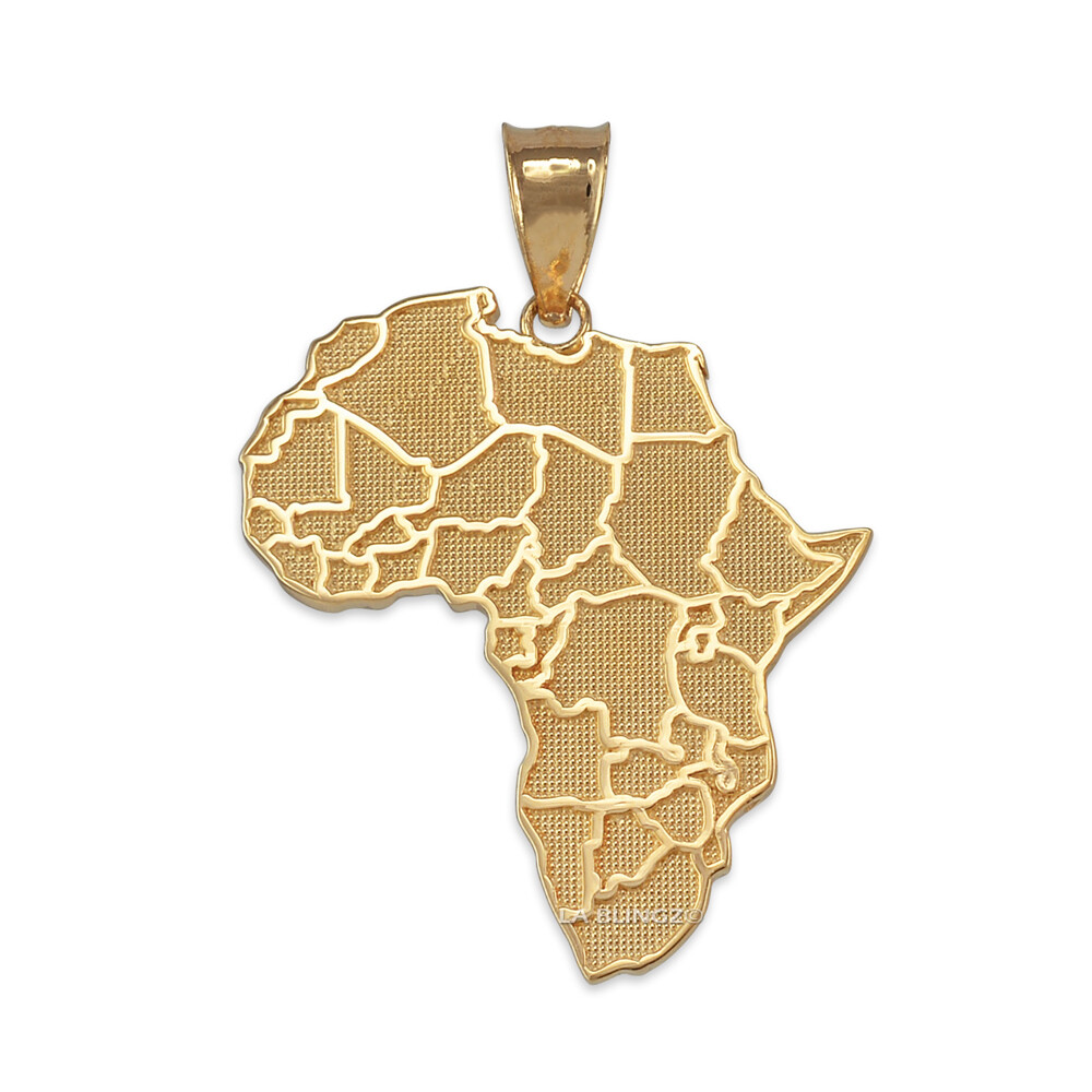 Yellow Gold Africa Country Map Pendant Necklace (10k/14k)