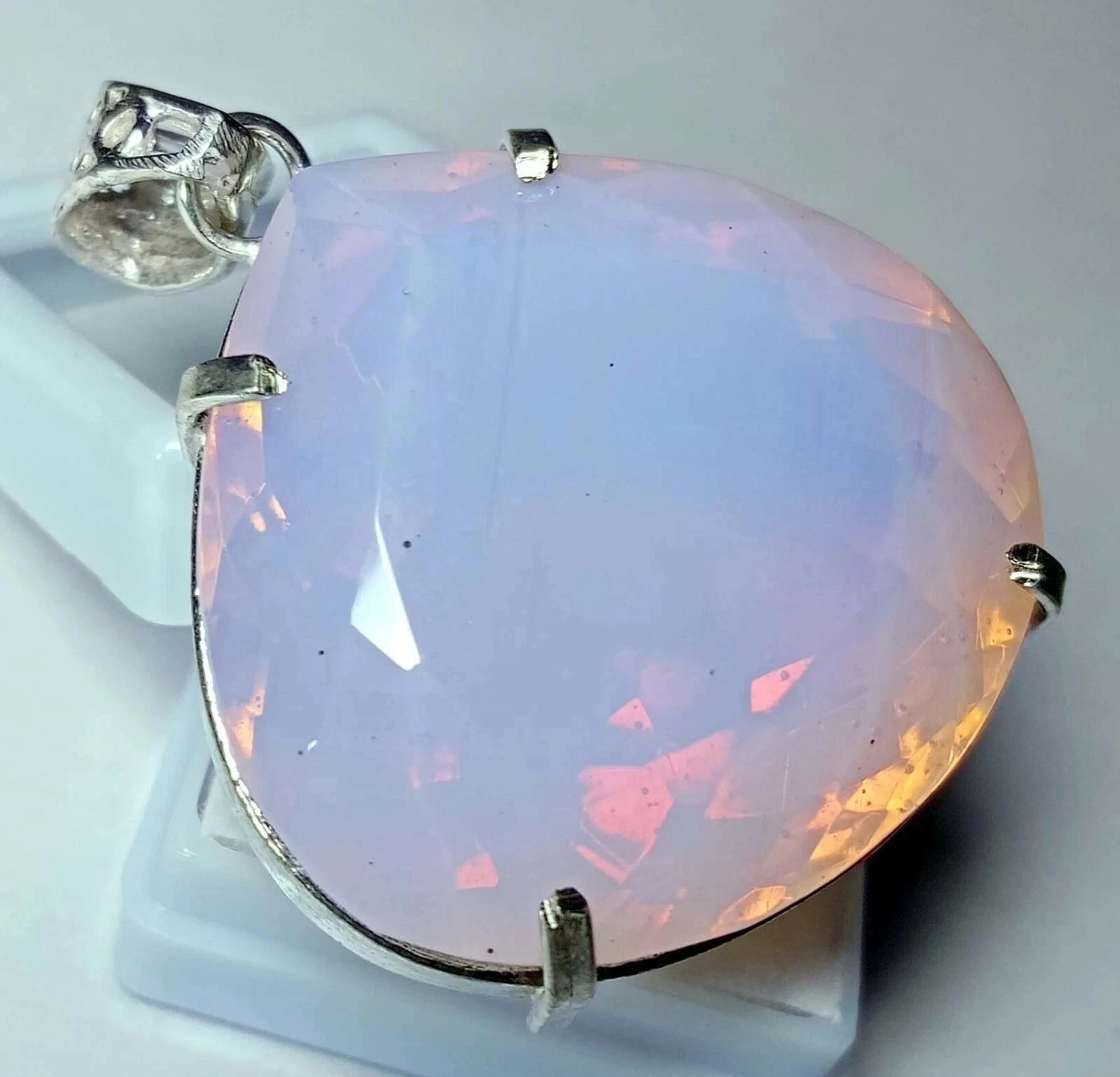 Natural Welo Opal 925 Solid Silver Pendant 100 Ct+ Bi-Color Gemstone Pear Cut