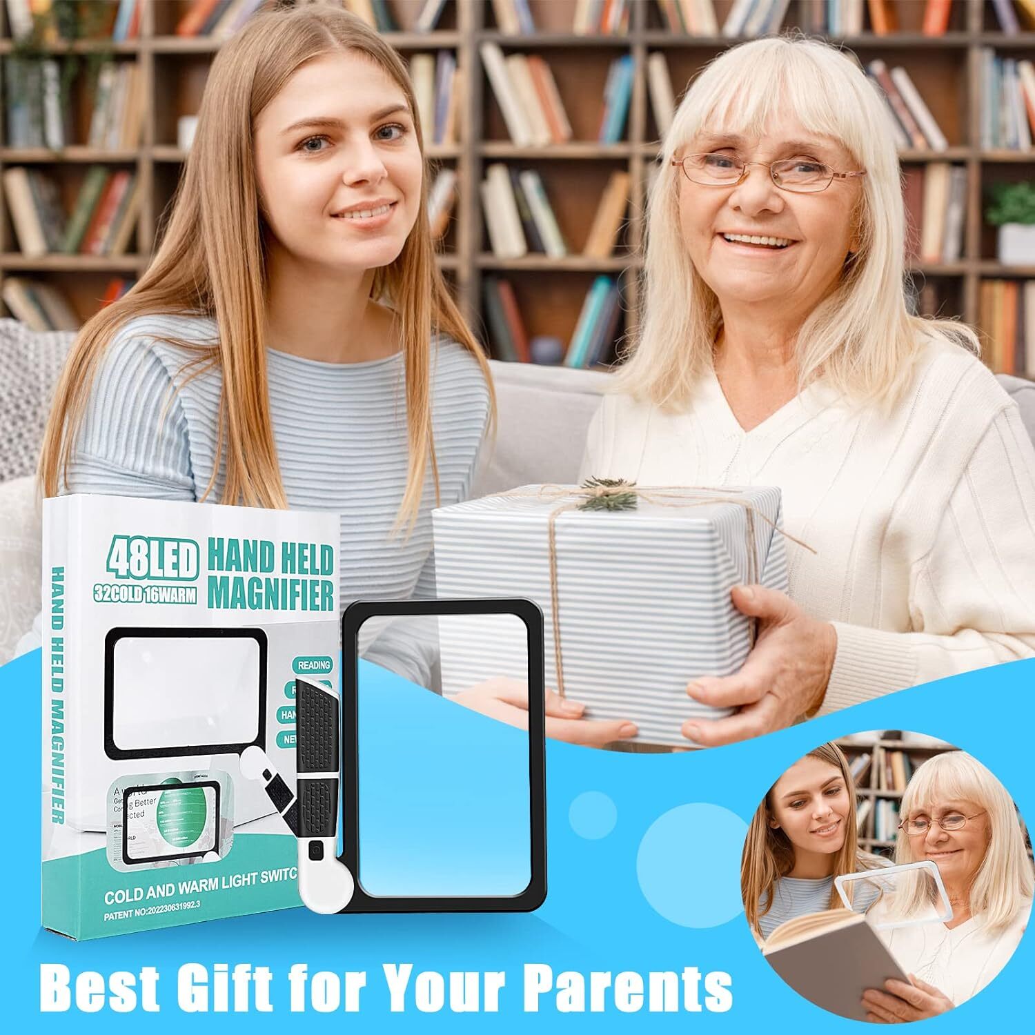 5X Page Magnifying Glass with 3 Lighting Modes for Reading & Low Vision Seniors