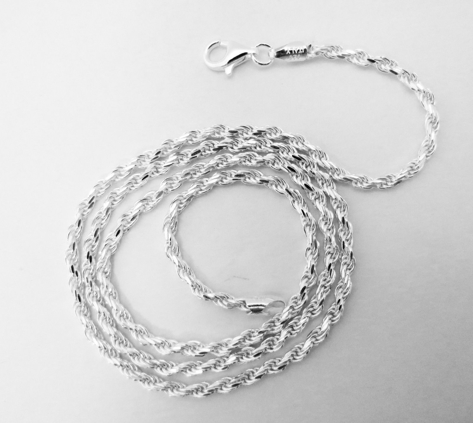 Rope Chain 3.2mm DiamondCut Italian Sterling Silver. 16,18,20,22,24,30 inch. NEW