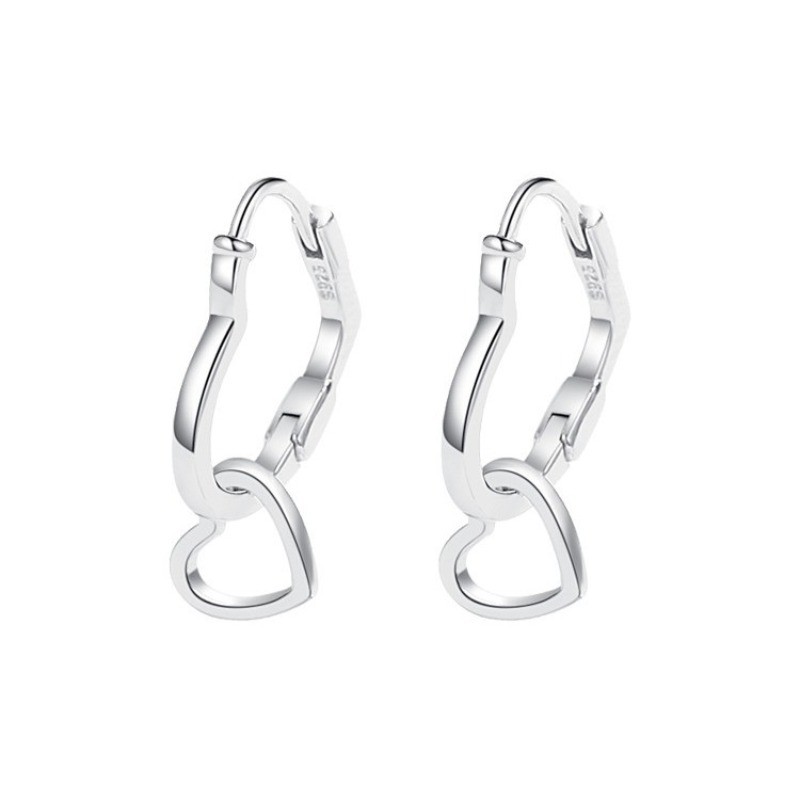 Women’s Fashion Double Heart Earring Ear Buckle New Hip Hop Style Jewelry Gift
