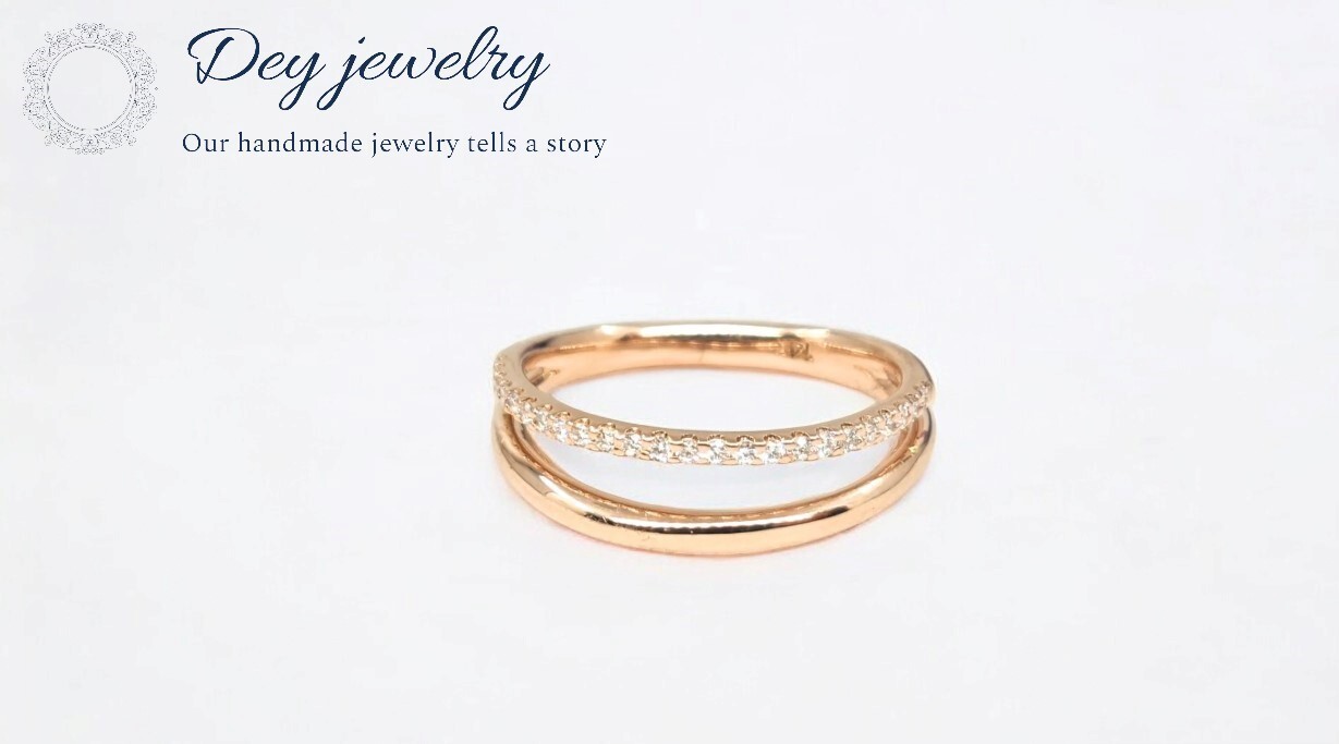 Band Ring 925 Silver Lab Created Moissanite Double Stack Weeding Ring for Gift