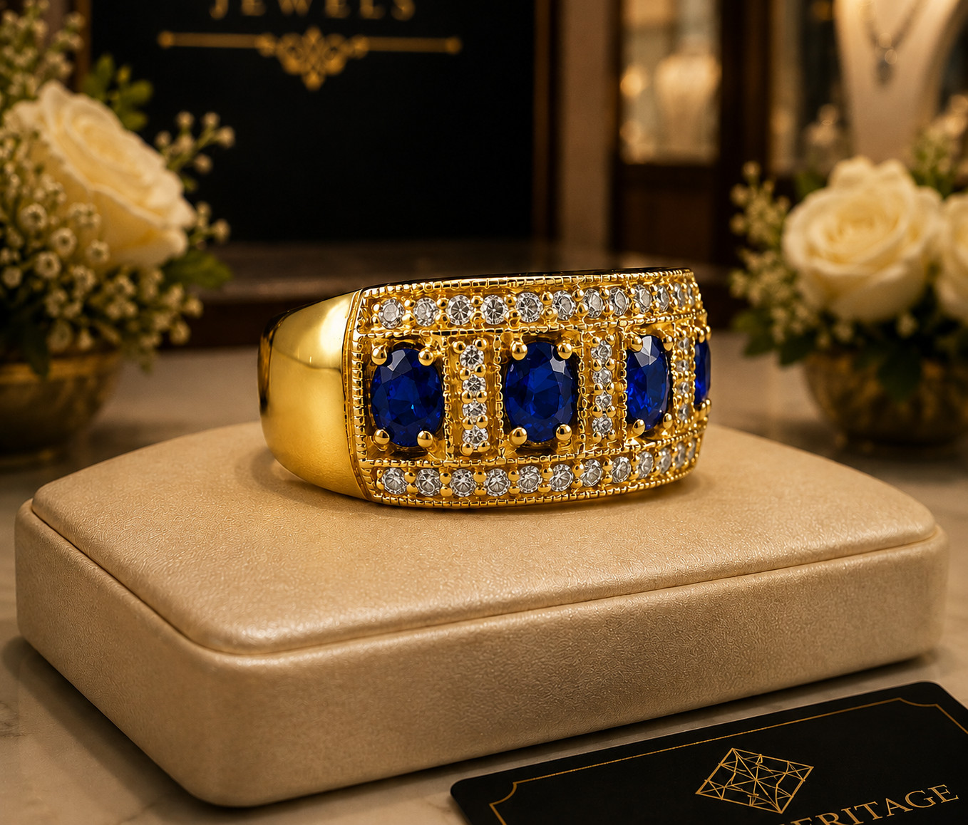 3.00 Ct Oval Natural Sapphire & Diamond Anniversary Gift Ring 14k Yellow Gold 7