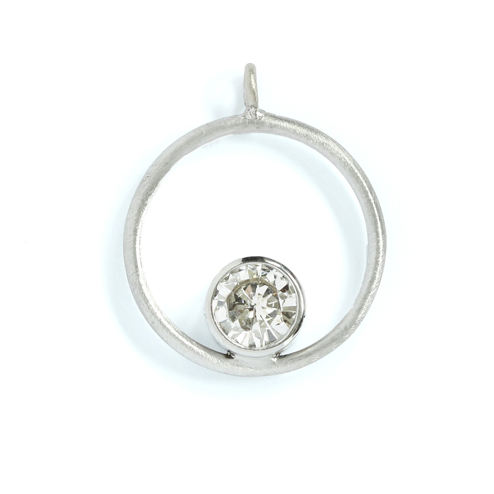 0.57ct Upcycled round natural diamond platinum pendant. Pre-owned diamond.