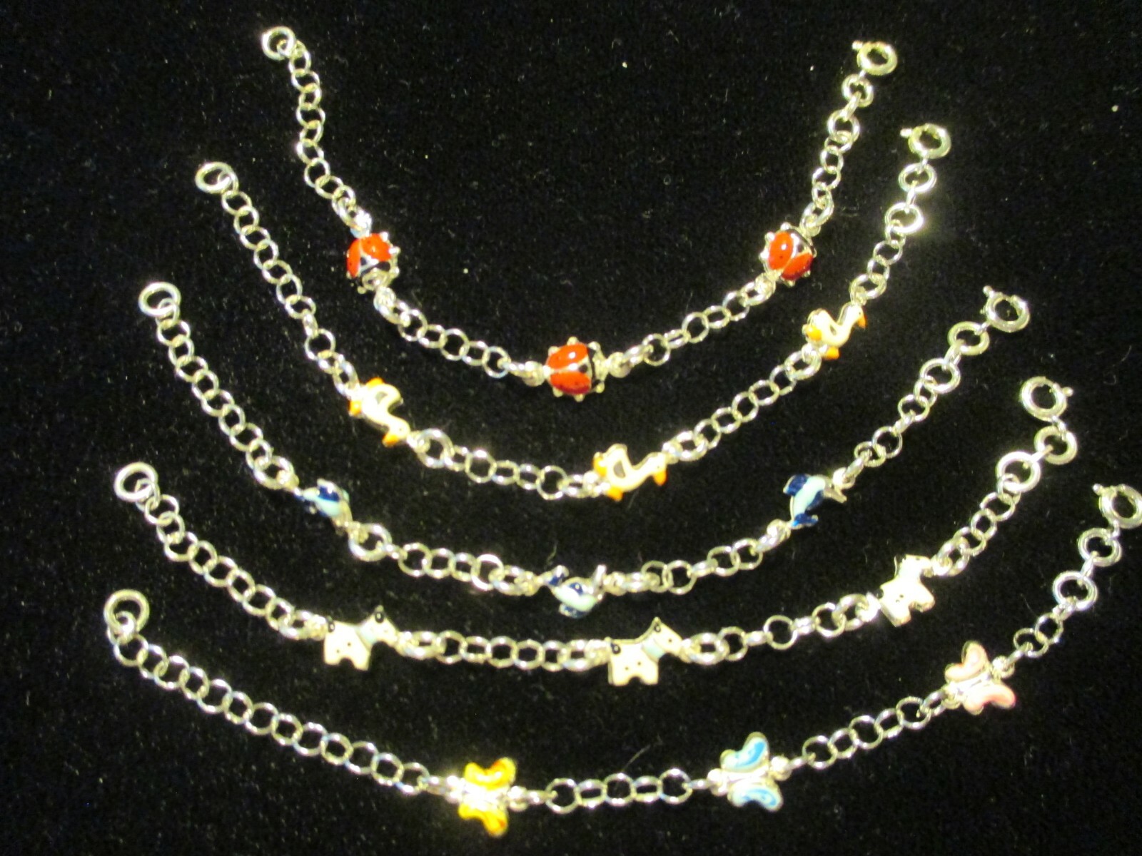 CHILD BRACELETS WITH Characters .925 Sterling Silver Acrylic COVERED 5 to choose