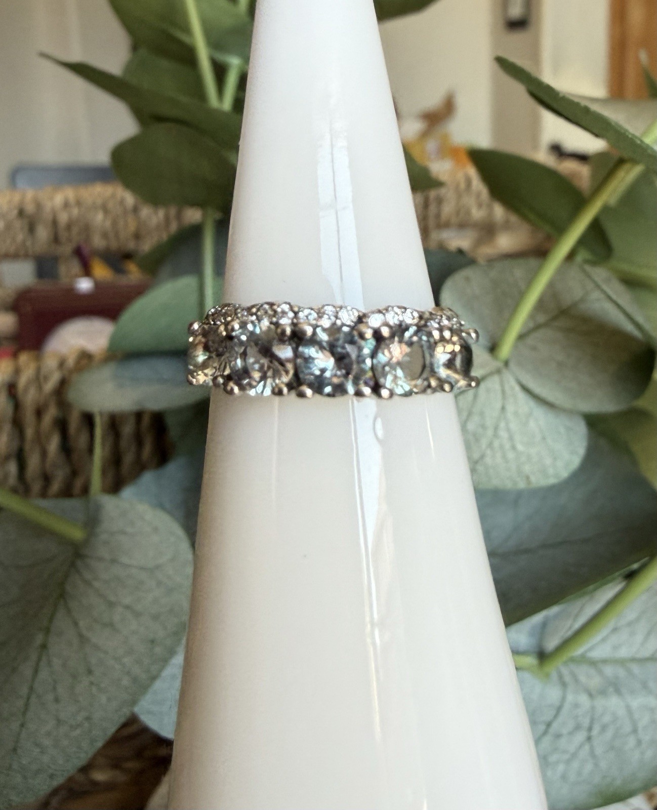Born To Shine Alexandrite Crystal Ring Sterling Silver 925 White Frost CZ Size 5