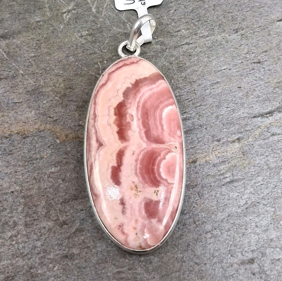 Sterling Silver Rhodochrosite Pendant Rosy Pink Colors Southwestern Style