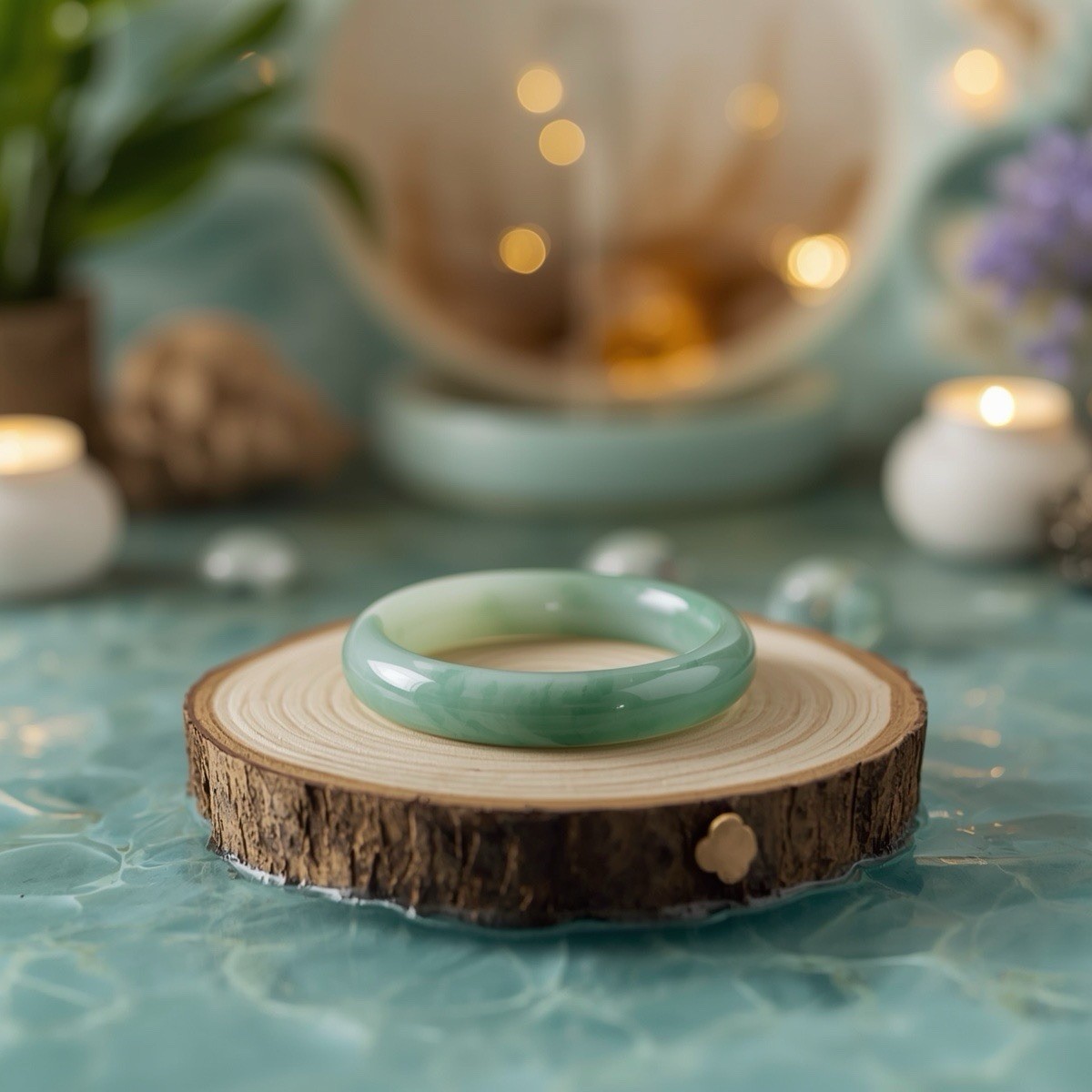 Natural Green Opaque Feng Shui Jade Bangle 54mm AAAA Inner Diameter