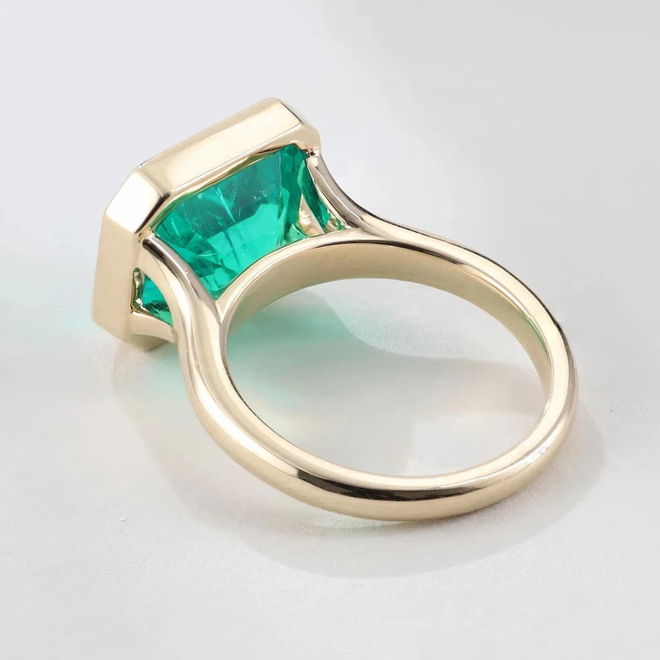 6 CT . Natural Zambia Emerald 14K Solid Yellow Gold Wedding Emerald Ring All Siz