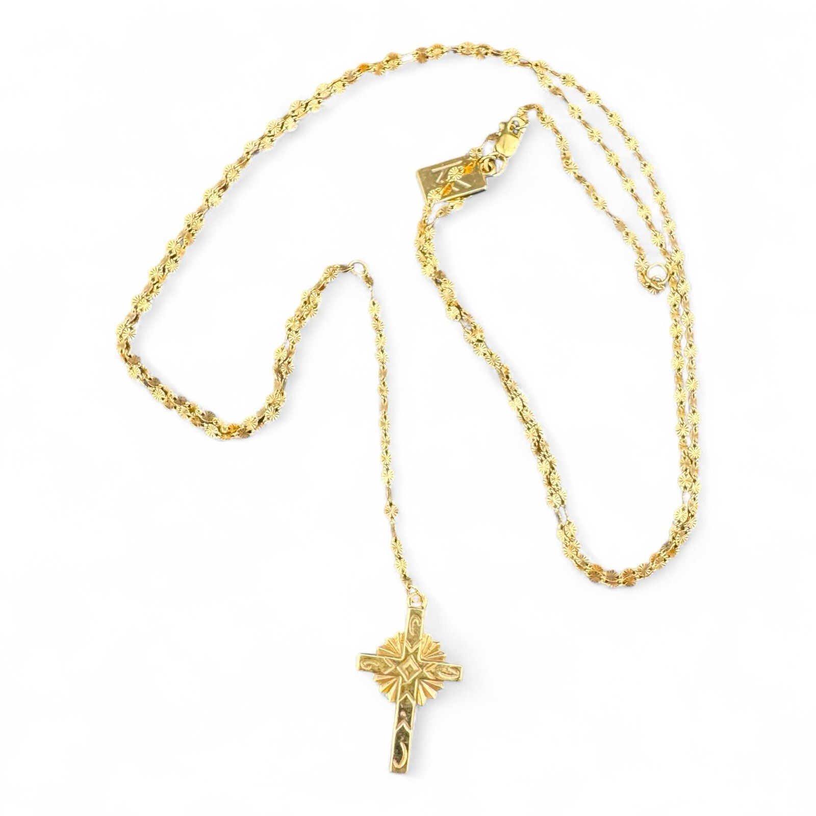 Miranda Frye Demi-Fine 18K Gold Over 925 Silver “Ava” Y-Drop Cross Necklace-32”
