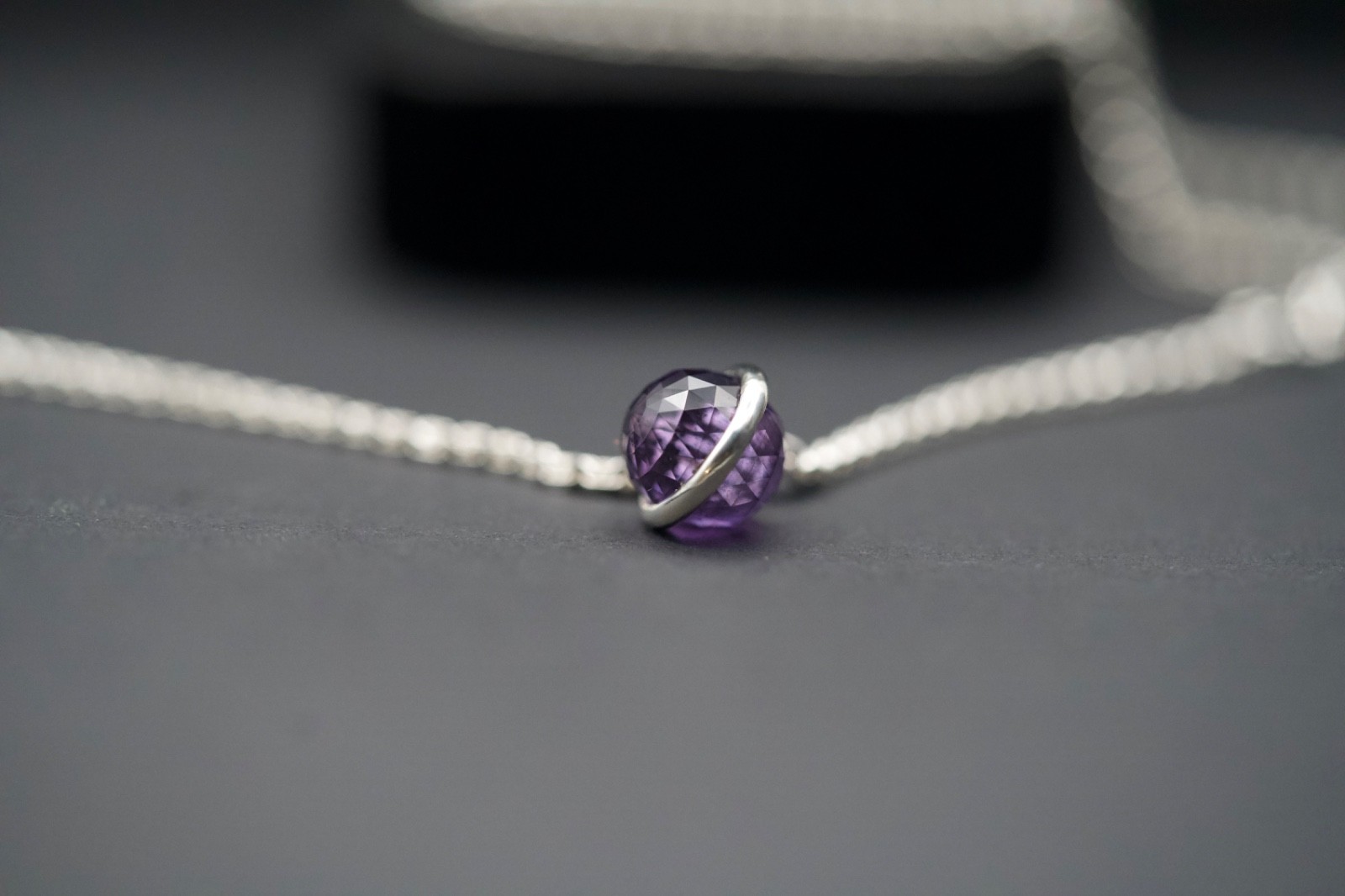 Real finesilver Gemposium Amethyst sphere necklace chains(18inch) for women